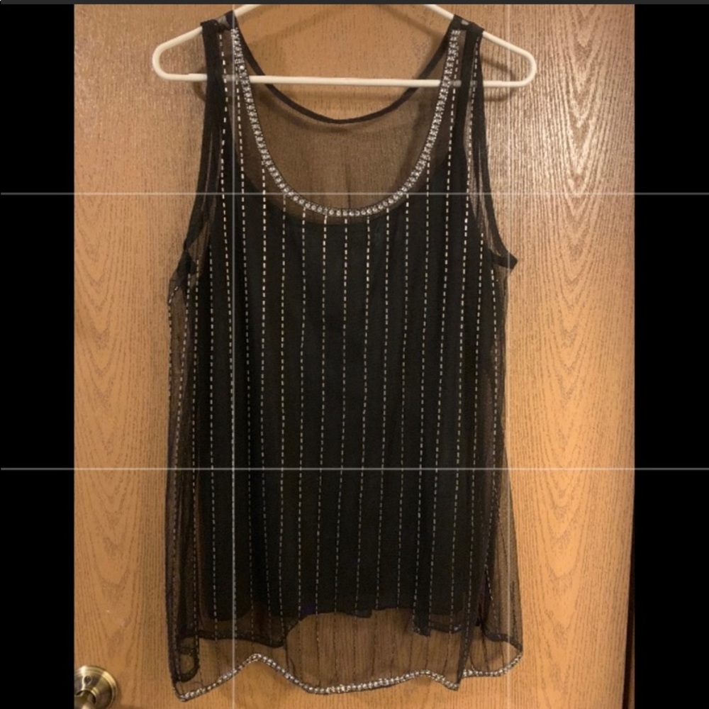 LANE BRYANT BLACK SEQUIN TANK TOP
